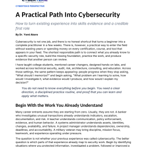 A Practical Path Into Cybersecurity